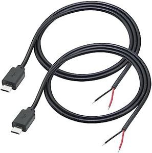 2Pcs Micro USB Male 2 Pin Bare Wire,1M/3.3FT Micro USB to Open End Pigtail Power Cable Easy Soldering,Micro USB 5V/3A for Micro USB Equipment Installed or Replace Repair DIY Cable