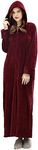 ZFSOCK Womens Long Dressing Gown Nightwear Zip Up Hooded Bathrobe Ladies Fluffy Fleece Full Length Robe Soft Loungewear Birthday Presents Oversize for Pregnant Woman(Wine red,L-XL)