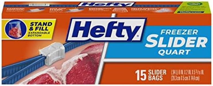 Hefty Quart Size Slider Freezer Bags, 15 Count