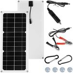 GOARDLODA 30W Solar Panel Kit 12V Waterproof Solar Powered Charger Portable Solar Panel Charger Kit with USB Port and Suction Cups High Efficiency Solar Battery for Caravan RV Boat Car NN