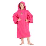 Intrepid Outdoors Changing Robe - Premium 100% Cotton Poncho For Beach, Surfing, Swimming, Triathlon, Indoors and Outdoor Activities - Child (Pink)