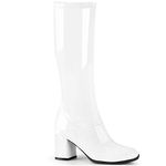 Funtasma - 3" Block Heel Gogo Boot, Side Zip, White, 10