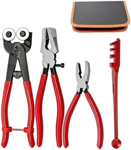 MUCOFEI 4PCS Glass Cutting Tools – Wheeled Glass Tile Nipper, Glass Running Pliers, Glass Breaking Pliers & Glass Cutter for Stained Glass, Tiles, Mosaic Cutting