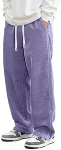JMIERR Mens Corduroy Pants Straight Leg Baggy Joggers, Purple, M