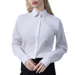 White Dress Shirt Women, Dress Shirt Women, Women Classic-Fit Dress Shirts, White, L