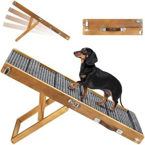 Foldable Dog Ramp for Couch, Small Dog Ramp for Bed Pet Ramps for Small Dogs Indoor, 4 Adjustable Height from 8" to 18", Stable Pet Steps with Non-Slip Pad, Use for Low Bed Couch Stairs, Walnut