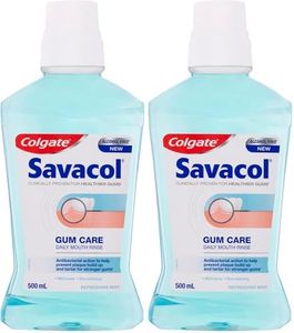 Colgate Savacol Gum Care Daily Mouth Rinse, 500ml, Alcohol Free, Refreshing Mint (Pack of 2)