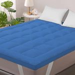 Jaipur Linen Super Soft 800 GSM Microfiber Mattress Padding/Topper for Comfortable Sleep-King Size Bed-72 Inch X 78 Inch-Royal Blue