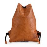 Berliner Bags Vintage Leather Backpack Gym Bag, Drawstring Sports Bag for Men and Women - Brown, Cognac