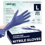 Carekart Nitrile Gloves Large Pack of 100 | Food Grade, Non-Sterile Powder-Free Medical Examination Gloves (Blue)