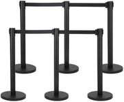 6 Pcs Crowd Control Stanchion with 6.5 FT Retractable Belt Stanchion Set & Solid Base, Heavy Duty Premium Steel, Easy Assembly, Idea for Exhibition, Hotel