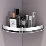Plantex Bathroom Accessories/Bathroom Shelf for Wall Corner/Stainless Steel Bathroom Rack/Bathroom Storage Organizer (12x12 inches, Chrome)