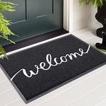 Colorxy “Welcome” Door Mat, Dirt Trapper Doormats Non-Slip Low Profile Durable Door Mat for Outdoor, Indoor, Entrance, Patio, Front Back Door, 30" x 17.5", Black