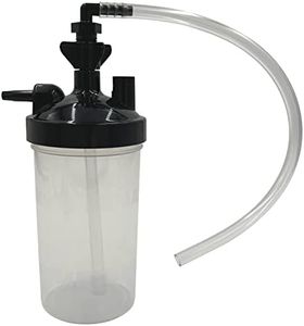 6pk Oxygen Humidifier Bottle, 350ml w/Pressure Relief Valve & 12" Adapter Tubing