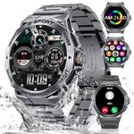Military Smart Watch for Men,1.43" AMOLED Tactical Watch with Answer/Make Call(400mAh),Rouund Fitness Watch with 100+ Sports Modes/IP68 Waterproof/Pedometer/Heart Rate/Sleep Monitor for Android iOS