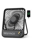 Warmco 10000mAh Portable Desk Fan 21cm, Up to 24H Runtime, Ultra-Slim Quiet Rechargeable Battery Operated Fan with Digital Display for Travel, Camping, Office, Bedroom, Cruise Essentials