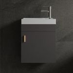 AmpleCharmic 16'' Floating Bathroom Vanity with Sink, Modern Cabinet Small Wall Mounted Bathroom Vanitiy with Soft-Close Door, Grey