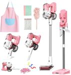 SMILESSKIDDO Kids Vacuum That Really Works - 3-in-1 Toy Vacuum with Real Suction, Apron, Cleaning Cloth, Duster & Colorful Beads, Toddler Cleaning Toy Set, Housekeeping Toy Gifts for Girls & Boys