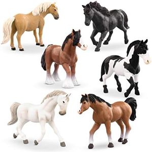 Terra by Battat – 6 Pcs 6" Horse Toys – Realistic Horse Figurines – Plastic Zoo Animal Toys for Kids 3+ – Horse Gift & Party Favors Decorations