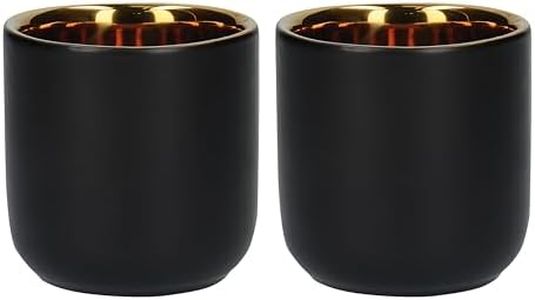 Luxury Double Walled Ceramic Espresso Cups - Set of 2 (70ml) - Matte Black/Gold