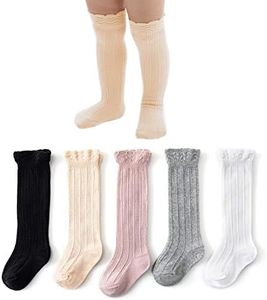 American Trends Baby Knee High Socks Girls Tube Long Socks Boys Newborn Infants Toddlers Ruffled Socks, 01 a 5 Pack Colorful