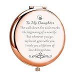 MYOSPARK Daughter Wedding Gift To My Daughter Compact Makeup Mirror Gift Daughter Wedding Day Keepsake Gift from Mom Dad (UK Daughter Mirror)