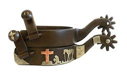 AJ Tack Praying Cowboy Cross Western Show Spurs Standing Horse Antique Brown Color Mens