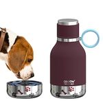 Asobu Dog Bowl Attached to Stainless Steel Insulated Travel Bottle for Human 33 Ounce (Burgundy)