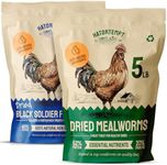 Hatortempt Chicken Treat Mix - Dried Mealworms (5lb) & Black Soldier Fly Larvae for Chickens (5lb) - 100% Natural Organic Protein Rich Chicken Feed for Laying Hens, Ducks, Wild Birds | 10lb