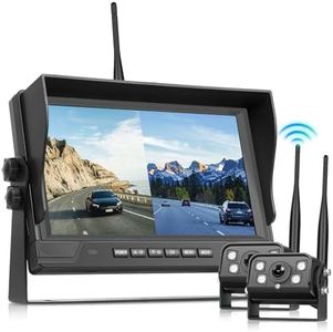 Podofo 2 set di telecamere posteriori senza fili con monitor IPS da 9”, telecamere posteriori HD per camion, rimorchi, camper, autobus, registrazione in loop IP68 BSD Dash Cam