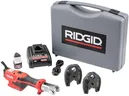 RIDGID 72553 Model RP 115 Mini Press Tool and Battery Kit with 1/2" to 3/4" ProPress Press Tool Jaws, 2V Li/Ion Battery, 12V Charger, and Carrying Case , Red