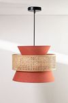 AKWAY Bamboo hanging lamp for home deocration | rattan hanging lamp for living room | cane pendant light for living room modern | Wicker ceiling light (Bulb not Included) (Orange and Beige)