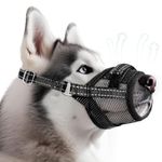 Eyein Soft & Breathable Dog Muzzle - Adjustable Dog Muzzle to Prevent Biting & Barking, Training Dog Mask Mouth Guard Allows Panting Drinking with Adjustable Loop for Small Medium Large Dogs(Black,L)