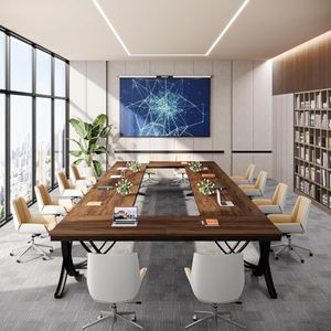 Tribesigns 6.5FT Conference Table for 6-8 People, 78 inch Long Rectangular Seminar Table with Strong Metal Frame, Business Furniture Boardroom Desk for Office Meeting Conference Room (6, Brown)