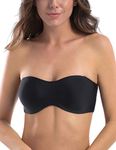 MELENECA Women's Strapless Minimizer Multiway for Large Bust Unlined Seemless Underwire Bandeau Bra Black 34D