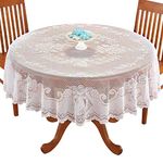 DoubleWood Christmas Tablecloth White Angel Lace Banquet Round Tablecloths for Holiday Festival Party Home Decorations Baby Showers Table Covers for Kitchen Tables (White Angel, Round 70 Inches)