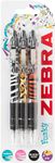 ZEBRA Pen Z Grip Black Pens Ballpoint, Smooth & Funky Ballpoint Pens With Pocket Clip, Retractable Black Ink Ballpoints, Reliable Black Biro Multipack - Animal Design, 3pk, packaging may vary