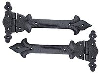 Adonai Hardware Adonijah Antique Cast Iron Strap T Hinge (10" X 2 Pack, Matte Black) for Barn Doors, Gates, Shutters, Garages, Wooden Box, Fences, Sheds, Furniture, Chest and Trunks