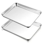 TeamFar Baking Sheet, 17.6’’ x 13’’ x 1’’ Stainless Steel Large Cookie Sheet Half Baking Pans, Non-toxic & Healthy, Easy Clean & Dishwasher Safe, Heavy Duty & Sturdy- Set of 2