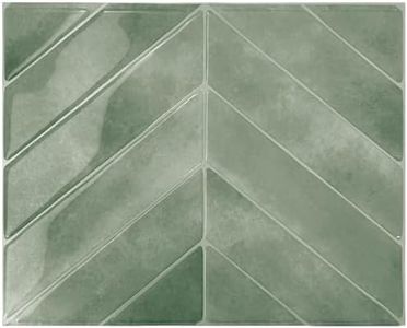 Smart Tiles Credence Adhesive pour Cuisine - Chevron Vert, Carrelage Adhesif Mural salle de bain 3D, 5 Stickers Muraux (29.02x22.86 cm), Autocollant Carreaux Adhesif fabriqué au Canada, facile à poser