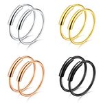 AceFun 8pcs Nose Ring Hoop Stainless Steel 18G 10mm Hinged Clicker Seamless Nose Hoop Rings for Nose Ear Helix Cartilage Tragus Daith Piercing Jewelry