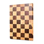 TJ POP End Grain Cutting Board, Heavy Duty Acacia/Rubber Wood Cutting Board for Kitchen, Flippable Serving Board for Meat, Bread & Fruits, Rectangle Cutting Board,14.5 x 10 x 0.8Inch