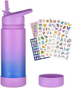mininoo Kids Water Bottle, 16oz Stainless Steel Insulated Water Bottle Kids with Straw Lid Leak Proof (Purple/Blue)