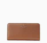 Kate Spade Dumpling Pebbled Leather Large Slim Bifold Wallet Warm Gingerbread, brown, Slim