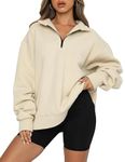 BETTE BOUTIK Womens Plus Size Winter Clothes Half Zip Tops Pullover Long Sleeve Sweatshirt Quarter Zip Outfits Oversized White Hoodie Sweaters