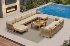 PURPLE LEAF 11 Pcs Patio Furniture Set Enclosed Sectional 2 Ottoman 1 Table