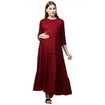 MomToBe Women's Rayon Maxi Solid Maternity Dress (1021mtbmrnsolidd-xxl_Maroon_XX-Large)