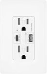 Micmi USB C + A Outlet PD 65W GaN + Power Delivery Receptacle 6.5A, Electric in-Wall Charger, 125 Volt Tamper-Resistant for USB-C Cellphone W/Wallplate UL Listed (1Pack, White, 15Amp 65W USB C+A)