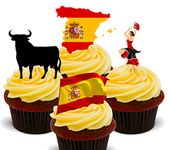 Made4You Spain Fun Pack, Edible Cupcake Toppers - Stand-up Wafer Cake Decorations (Pack of 12)