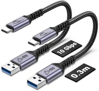 SUMPK Cable USB C para coche Android de 30 cm, 10 Gbps, 2 unidades, USB C 3.1 Gen 2, cable de carga rápida 3 A, compatible con Galaxy S21 S20 S10 S10E Note 20, Pixel 6 5